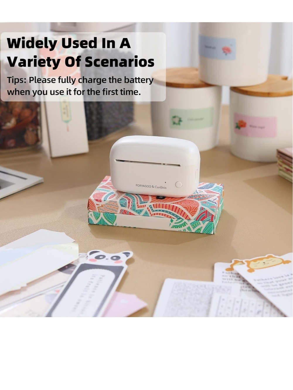 Portable Mini White Label Sticker Printer w/ 4 Boxed Blank Cardstock New In Box - Picture 3 of 9